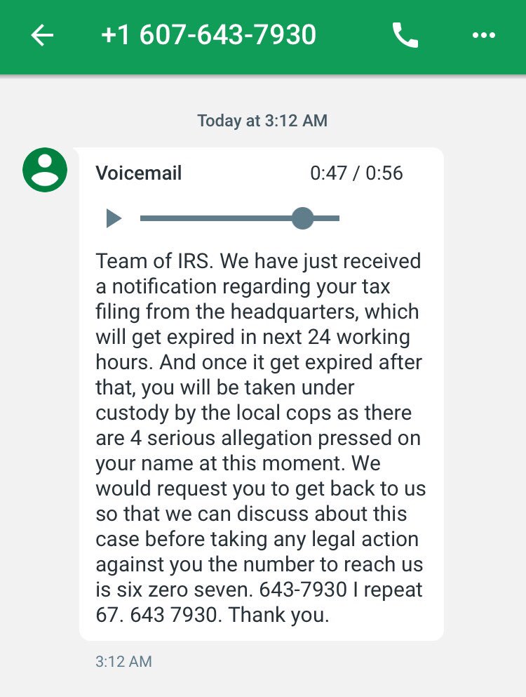 Is this the new <a href="/NigerianPrince/">Nigerian Prince</a> scam? Have to admit their timing was impeccable. (Yes the transcription is accurate.) #taxday