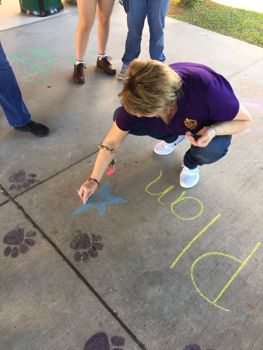 ECWPRIDE's tweet image. Creating an inspirational walk for students. Can’t wait to see our their faces as they walk in! #LionPride