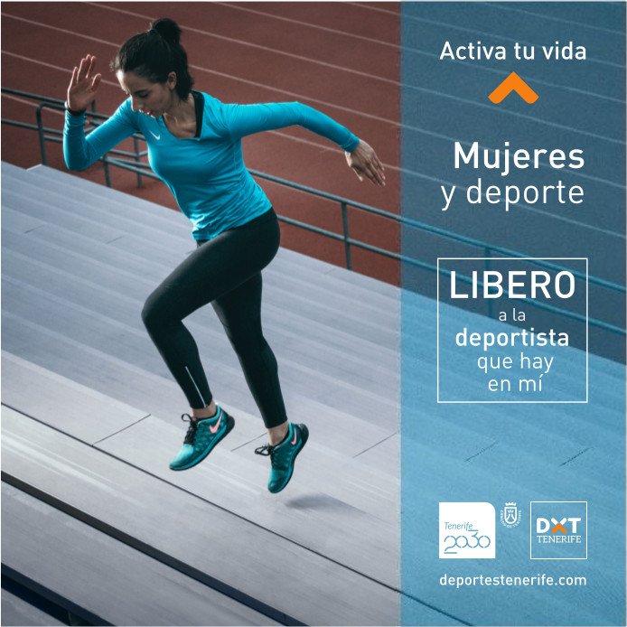 DXTenerife's tweet photo. Hoy puede ser el primer día de una nueva vida mucho más activa #MujeresyDeporte Haz como ella: libera a la deportista que hay en ti #ActivaTuVida https://t.co/2WF1GMSVhW