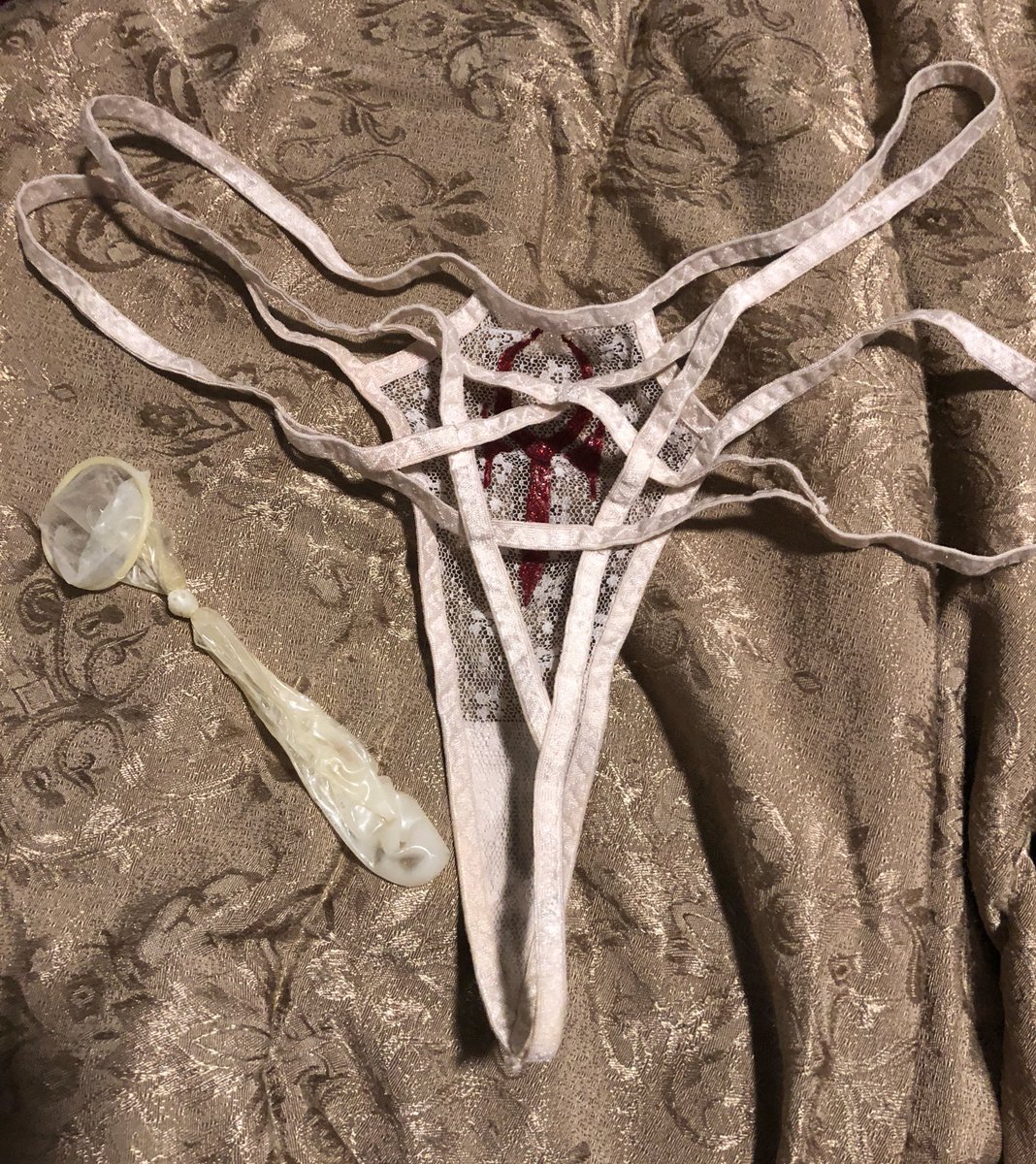 MayaSinstress's tweet photo. What lucky slave would like to buy My worn pentagram panties & used condom #1 from this evening? #cuckolding #cumeating #forcedbi #freshload https://t.co/xJOLuk4kVg