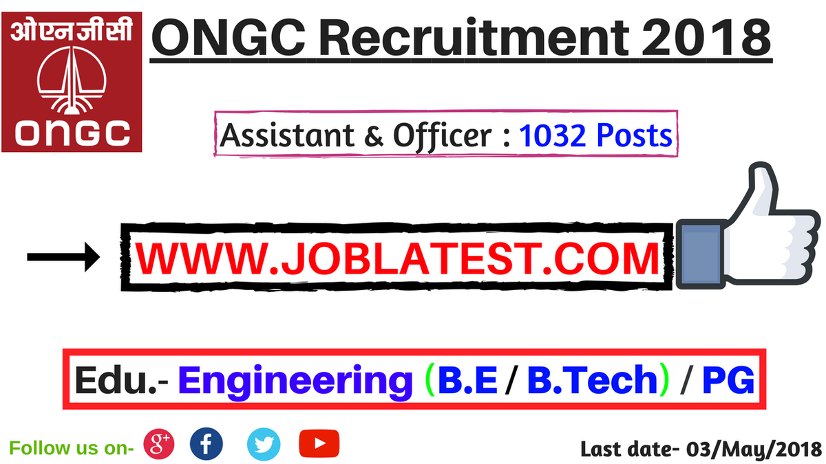latestgovt_jobs's tweet photo. ONGC Recruitment 2018 : 1032 Jobs
View- https://t.co/7twzrK8pud
Last date- 03/May/2018
Like or Page for #SarkariNaukriNews #LatestGovtJobs #GovernmentJobAlert #SarkariNaukri https://t.co/VpUHAsQPtK