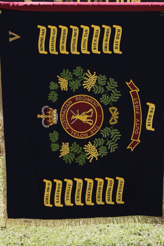 Previous policy limited units to having two Battle Honours &amp; one Theatre Honour on their Colours, Standard &amp; Guidons, after a review a max of 10 emblazoned Battle Honours for any one War or conflict is now authorised. The Tiger Battalion, new Regimental Colour.