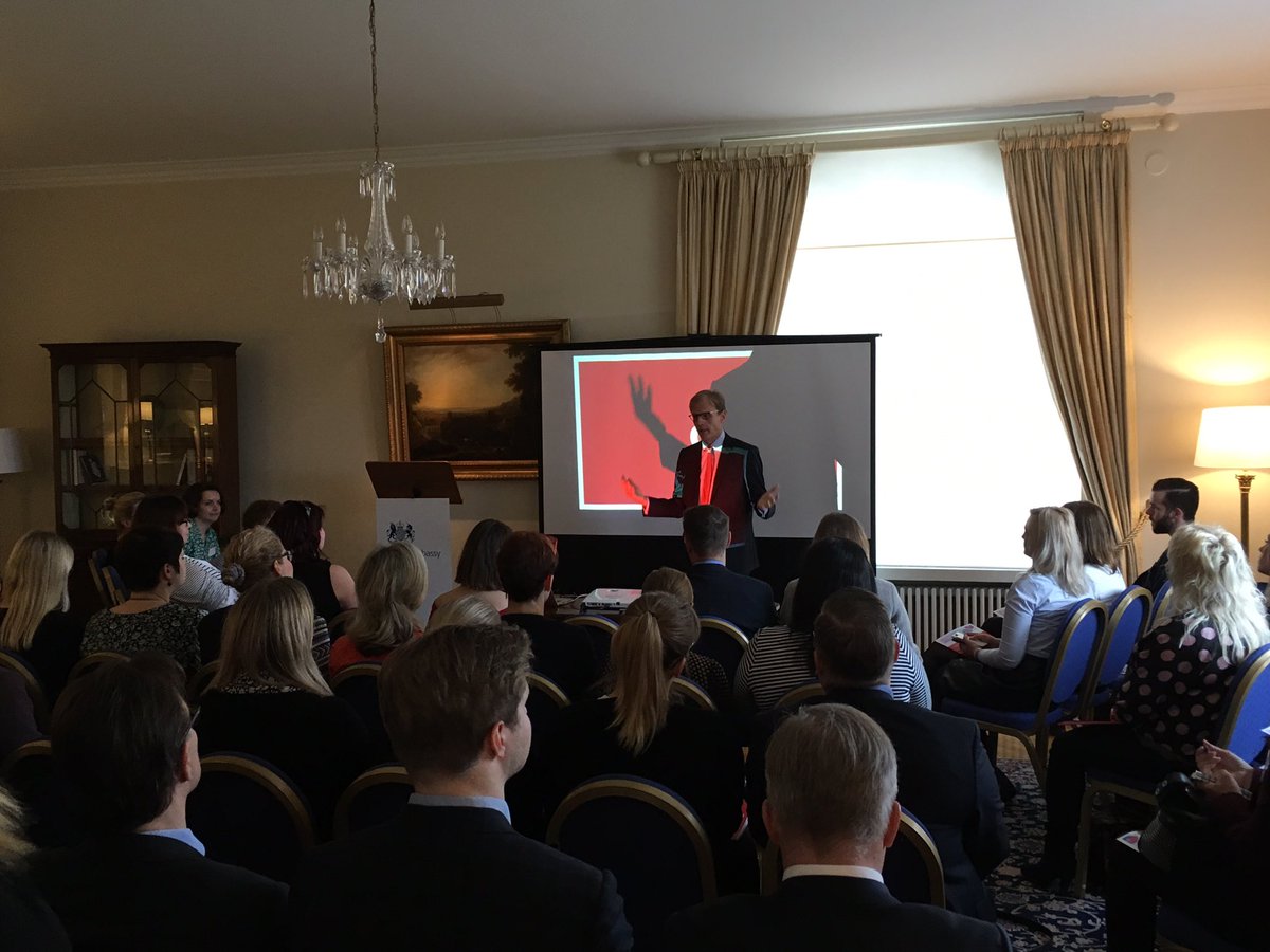 DragonRougeUK's tweet photo. We have a full house here at the @DragonRougeUK Nordic seminars. Her majesty's Ambassador to Finland Tom Dodd welcomes our clients to our breakfast events at The British Embassy in #Helsinki #SparkCreateReact #dragonrouge #dragonrougeseminars https://t.co/DGlcO99vQG