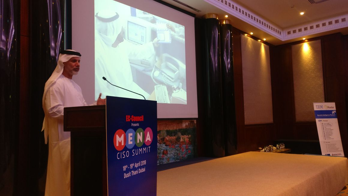 ECCOUNCIL's tweet photo. ِAhmed Kajoor from @itdtweets at EC-Council's MENA CISO Summit sharing his thoughts on the IT Transformation being led by the Dubai Municipality.
#MENACISOSummit #MENASecurity #ECCouncil #GDPR #Blockchain #cybersecurity https://t.co/tJI2NWvTdF
