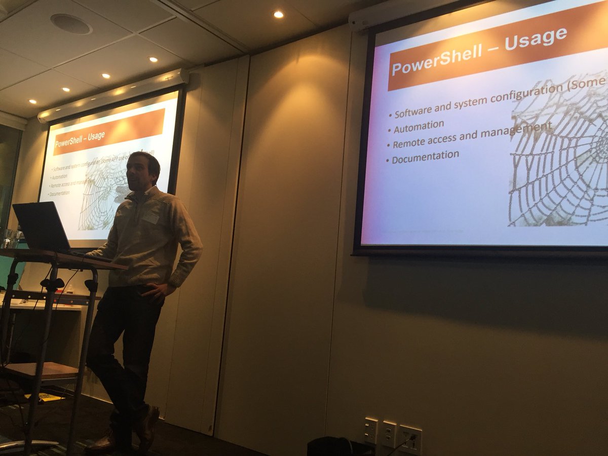 DBowbyes's tweet photo. Great to be at the local MS infrastructure and Azure user group filling in some gaps on my Power Shell kingfu :) https://t.co/41tvucbks6