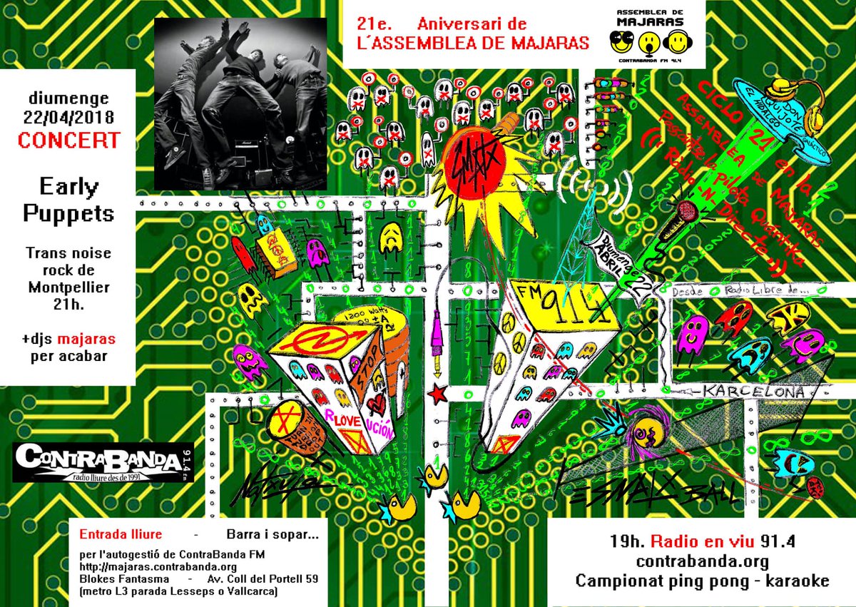 contrabanda's tweet photo. Aquest cap de setmana @AsambleaMajara y #DistritoApache celebran el seu aniversari. Diiumenge 23 ens veiem a la paradeta de les rambles #RadiosLliures https://t.co/wAuf1wBjOx