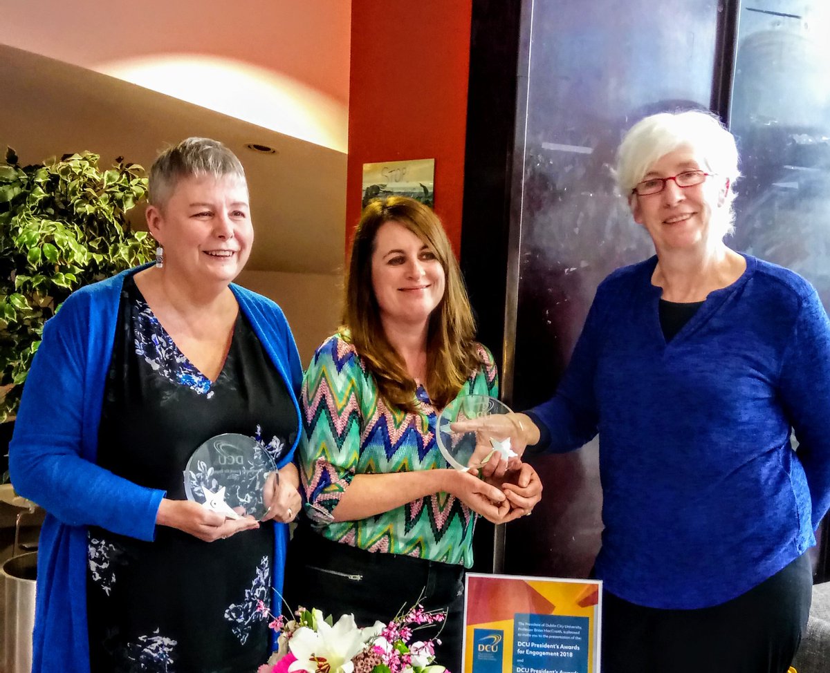 Denproud's tweet photo. Congratulations 🎊 colleagues Presidents Staff award for Engagement @casey_briege &amp; Special merit award @sweenema &amp; Teresa Burke @DublinCityUni @SNHS_DCU @DCUFSH https://t.co/jO3qw8XBpz