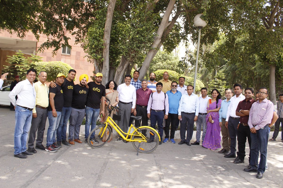 ofoIndia's tweet photo. Launched bicycle sharing in the Delhi Technological University (DTU) campus. Hon. VC shared that all staff and faculty rides will be borne by the University. We stand with DTU in fighting pollution in peak PM2.5zone of Delhi. #letsofo @moefcc @MoHUA_India @LtGovDelhi @WRIIndia https://t.co/bJMf1hR4Uk