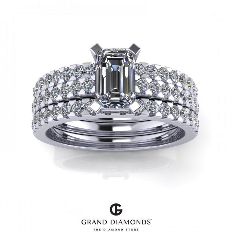 GrandDiamonds's tweet photo. 1.45cts Emerald Cut Wedding Ring Set RL0185 - https://t.co/p0Ccg2ulSM https://t.co/T8akr411tE