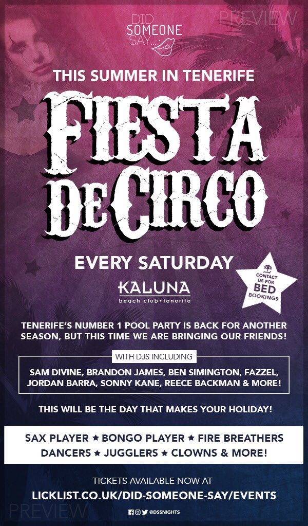 DSSNights's tweet image. Heading to #Tenerife this summer? 

Make sure you get your tickets &amp;amp; check out the #1 weekly pool party on the island @KalunaBeachClub ☀️

licklist.co.uk/did-someone-sa…