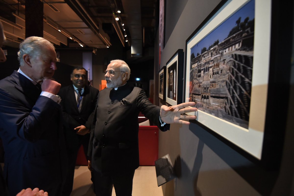 narendramodi's tweet photo. Witnessed the 'Illuminating India exhibition' at the @sciencemuseum, with The Prince of Wales. The exhibition showcases India’s rich history in science, technology and innovation. @ClarenceHouse https://t.co/j51ePci9lR