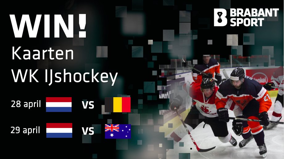 🎉WIN!🎉 Wil jij kans maken op entreekaarten voor het WK IJshockey 2018 in Tilburg? Laat je gegevens achter op onze website en wie weet zit jij op 28 of 29 april in IJssportcentrum Stappegoor <a href="/IJshockeyNED/">IJshockeyNederland🏒</a> ➡️ bit.ly/2qH6oR0 #BrabantSterkerDoorSport