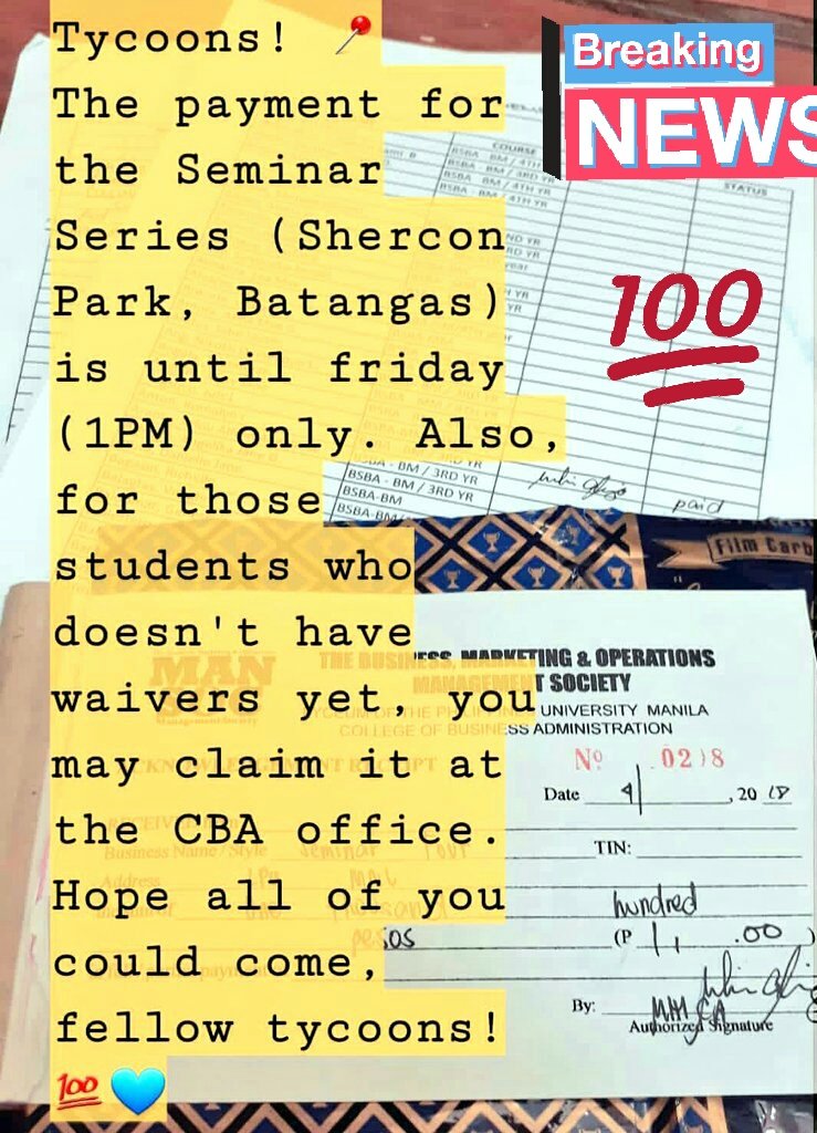 ATTENTION, FELLOW TYCOONS! 
(Seminar Series Vol. 2 at Shercon Park, Batangas) 💙

For non-members: P1,800
For our beloved members: P1,600

See you guys there! ✌