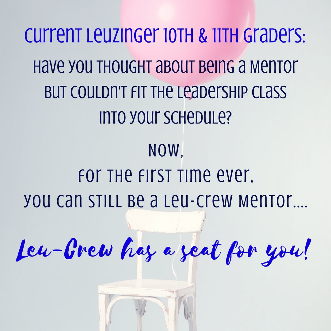 LeuCrewTweets's tweet photo. Leu-Crew is reopening our recruitment window for 2018-2019, so if you’re a current sophomore or junior, here’s another chance! We will be visiting classrooms and hosting informational meetings next week. Expect announcements soon. 😁 https://t.co/qt1slSt96C