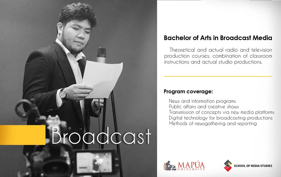MapuaUniv's tweet photo. Start making your dream of becoming a media professional a reality. #ChooseMapúa
 
The School of Media Studies will be offering three new programs for Academic Year 2018-2019. Know more: https://t.co/MWh5E8EQYJ