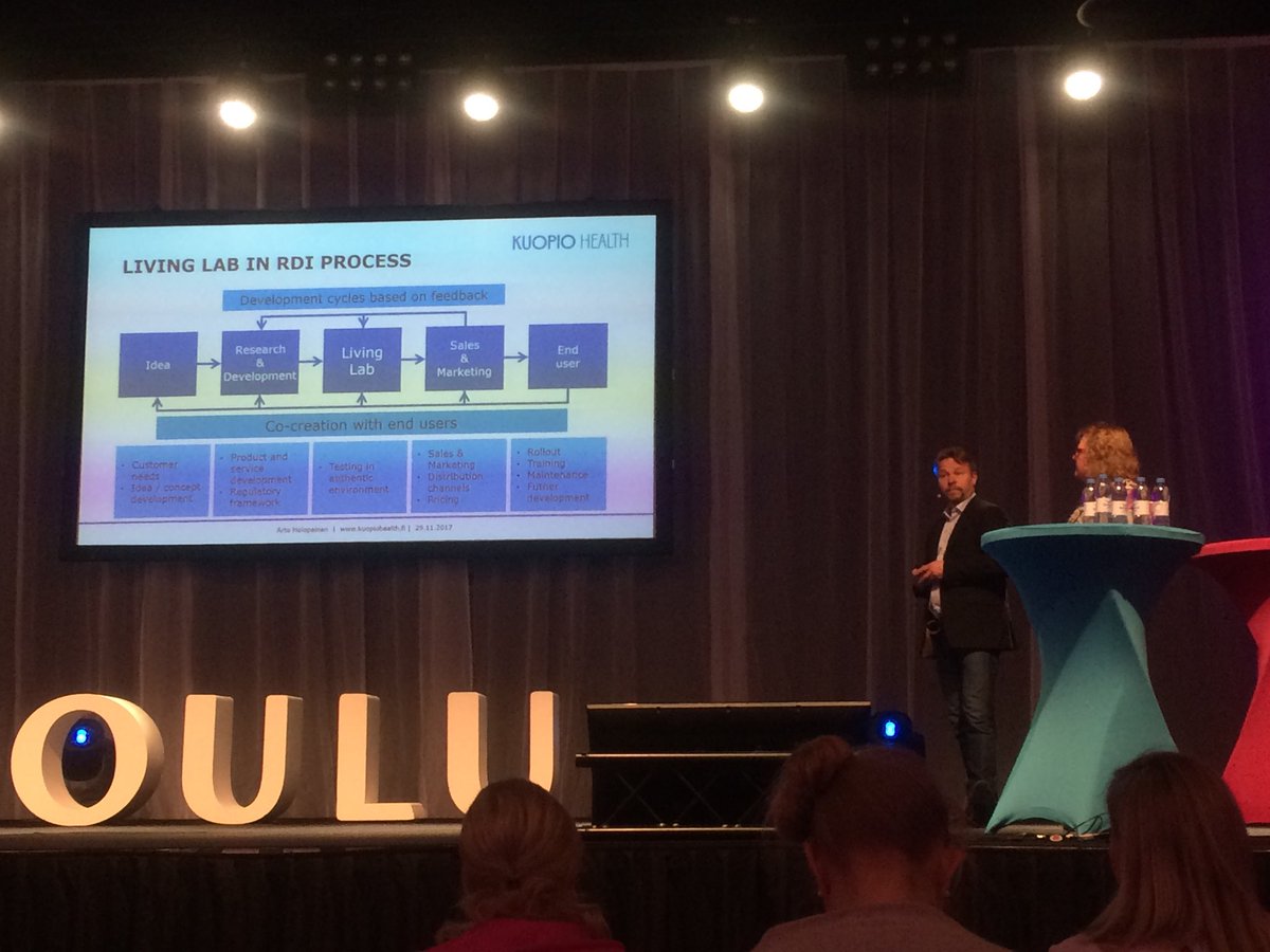 ReponenJarmo's tweet photo. #co-creation all over #Finland: #KuopioHealth presentation by Petteri and Kirsimarja at #OuluHealth #demodate - citizens are in focus! https://t.co/qrq1OZX9xx
