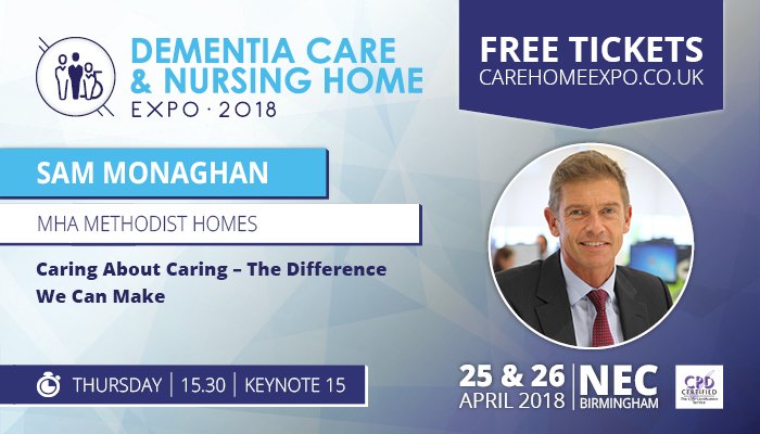yourMHA's tweet photo. Not long to go now! Come and listen to @SamMonaghan_MHA speak @CareHomeShow as he talks about our holistic approach to care. https://t.co/Exu8jtFuEa