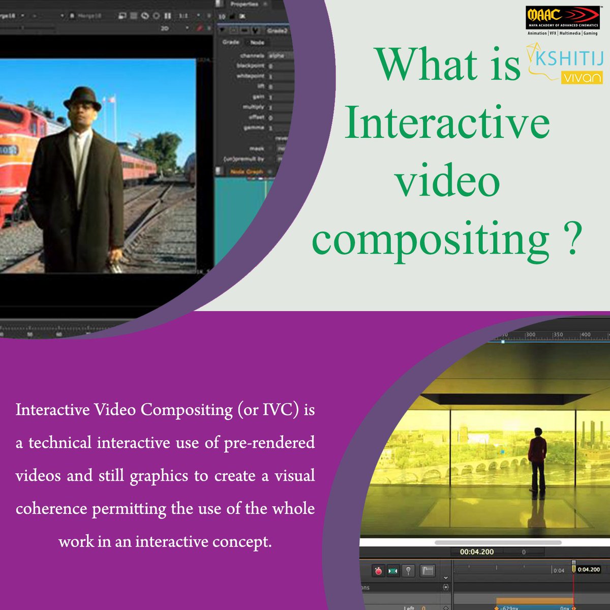 MaacAhmedabad's tweet photo. What is Interactive video Compositing ?
https://t.co/Hl0higGmWF
#Interactive #videoCompositing #IVC #visual #coherence #AnimationCourses #MaacCGRoad #MaacSateliteRoad https://t.co/KphKDzy1D0