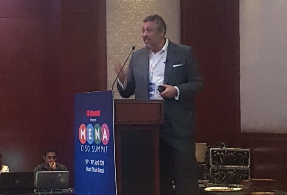 ECCOUNCIL's tweet photo. Abdullah Mutawi from @bakerbotts speaking on #GDPR, Data Security, and how not to "bet the company" at the EC-Council's MENA CISO Summit!
#MENACISOSummit #MENASecurity #ECCouncil #Blockchain #cybersecurity https://t.co/s4xCuAdBIp