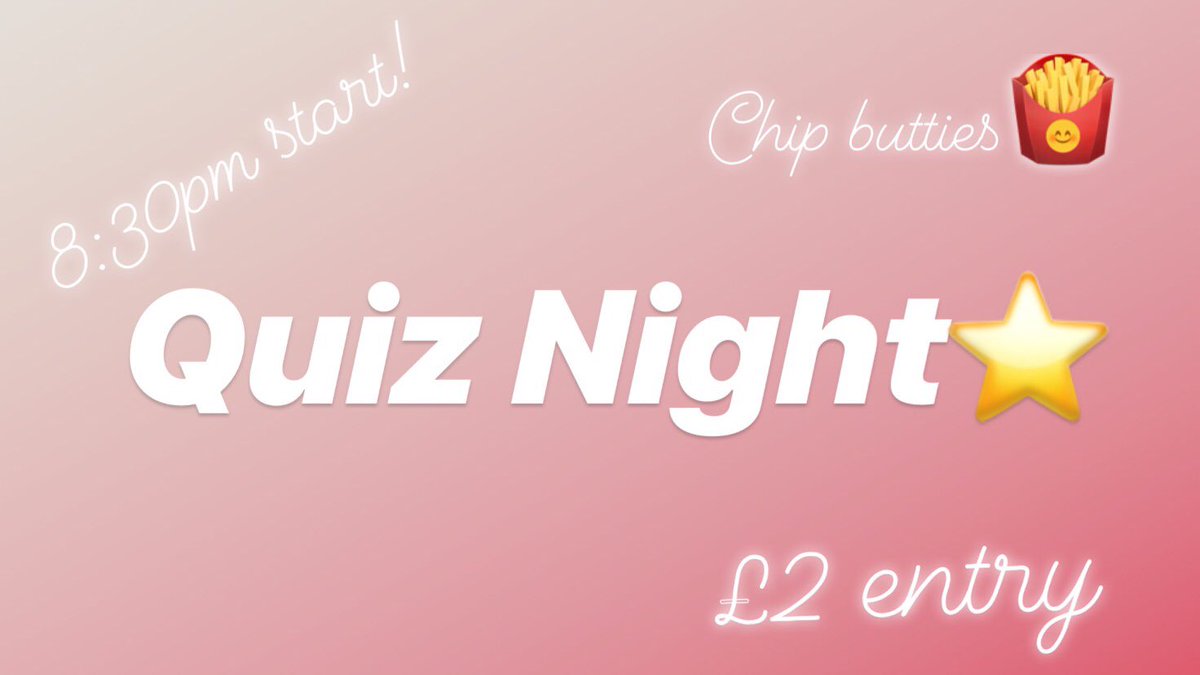 DogInnLongridge's tweet photo. Quiz Night!! Tonight at The Dog Inn🌸 come along for a bit of fun!🤣⭐️ https://t.co/TSPV1KxYQ8