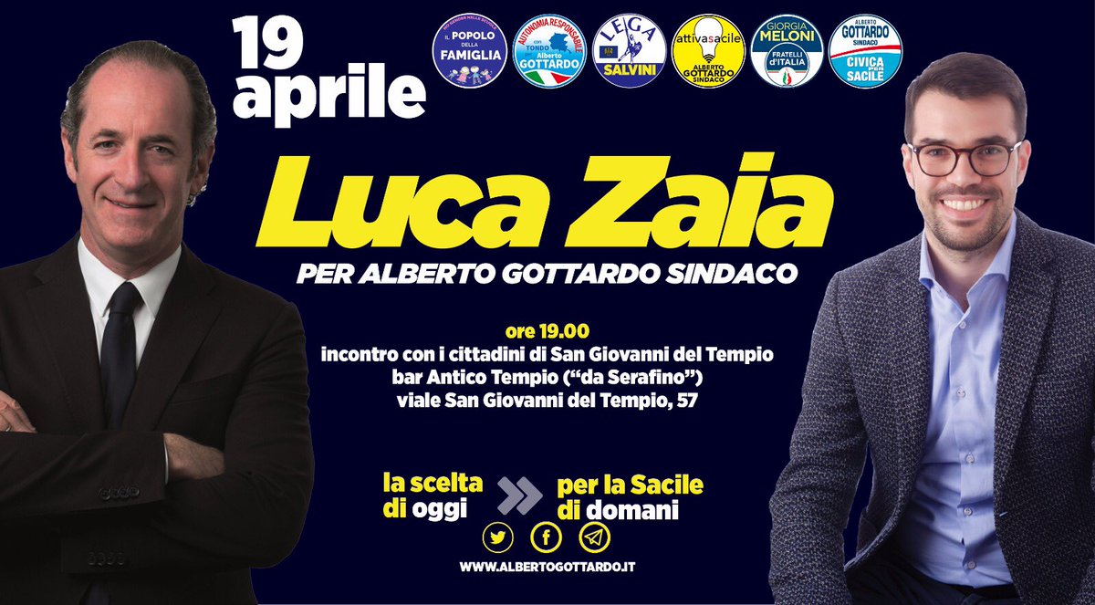IsidoroGottardo's tweet photo. #Sacile2018
Domani 19 Aprile ore 19 LUCA ZAIA a sostegno di Alberto Gottardo Sindaco e Massimiliano FEDRIGA Presidente del #FVG #AlbertoSindaco #fedrigapresidente @zaiapresidente @albertogottardo @staff_M_Fedriga #Cambio #scelgo https://t.co/MCZ3peyb0S