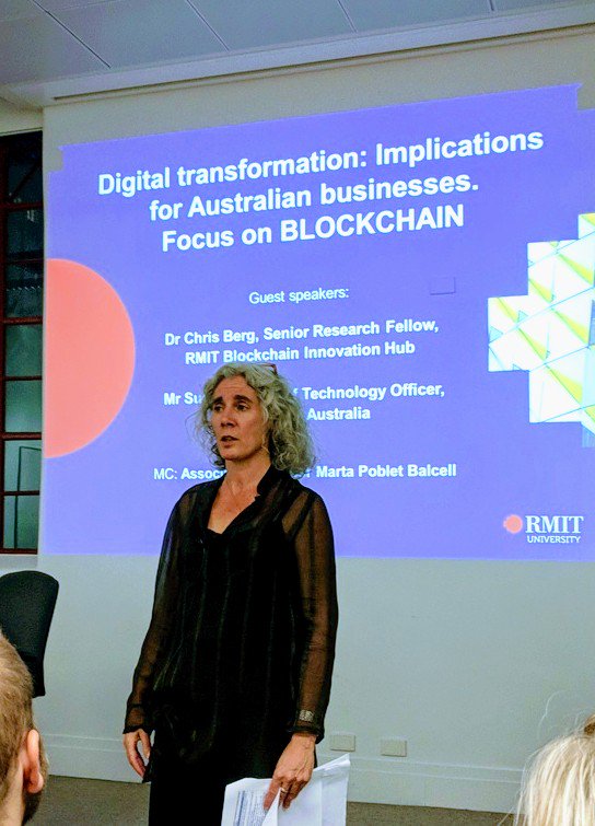 stevevallas's tweet photo. Cannot get enough blockchain. Digital transformation @RMITFintech @BlockchainRMIT @RMIT #blockchainmelb with @sammartino https://t.co/KqvM4ZmT9m