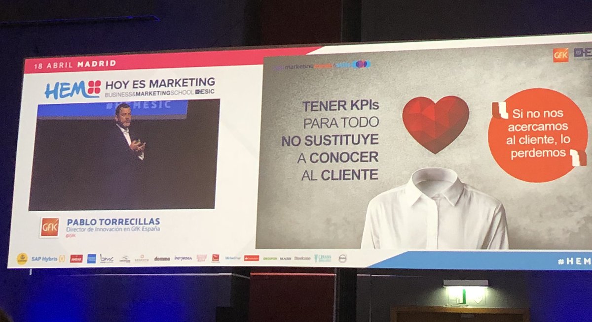 MariaValverde33's tweet photo. No puedo estar más de acuerdo con esto: “Por muchas KPIS que se midan, lo mejor es conocer al cliente”. Pablo Torrecillas, @GfK en el Hoy es Marketing. #hoyesmarketing #HEMESIC #hem #marketing #kpis @ESICEducation @ESICMadrid @feriademadrid https://t.co/aAVrRtOXLK