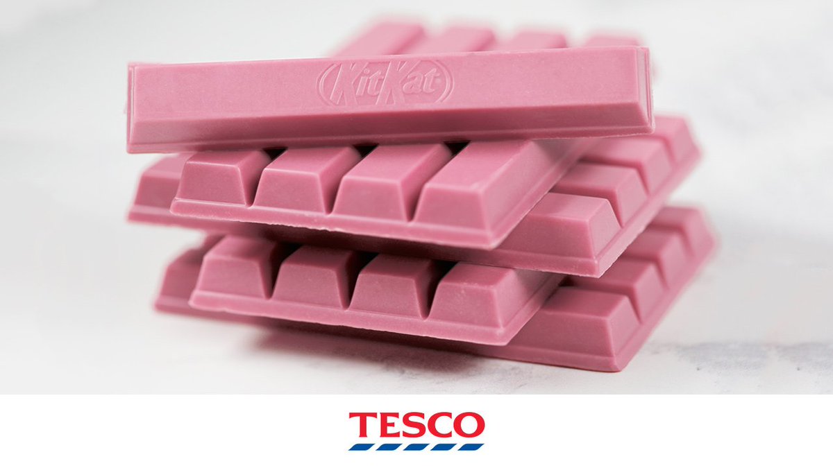 Tesco's tweet photo. It’s the moment you've all been waiting for: the new ruby @KITKAT is now available in-store and online, only at Tesco! 

https://t.co/VJgTFn198v https://t.co/APJVkIoLxH