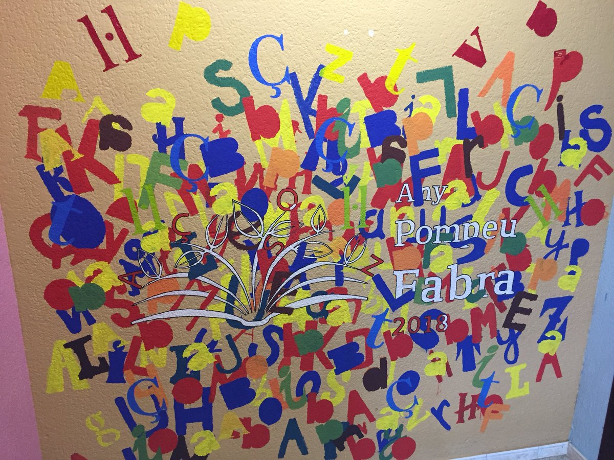 mrosertrilla's tweet photo. A l’Institut #Satorras homenatgem @Pompeu_Fabra amb motiu de l’@AnyFabra. De moment, el mural, dissenyat pel professor Toni Castells, està així. https://t.co/6wPXgGwuOk