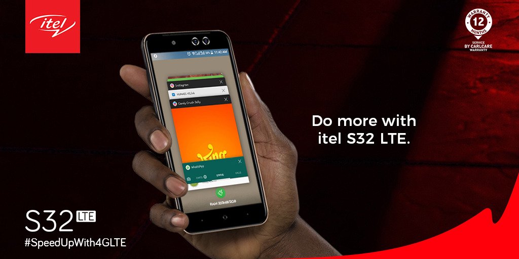 itelNigeria's tweet photo. itel S32 LTE is equipped with 2GB RAM. That means you can open more apps and you don't have to open and close them endlessly. 

It's time to do more with your device. 

#SpeedUpWith4GLTE https://t.co/r1NbG7CgNV