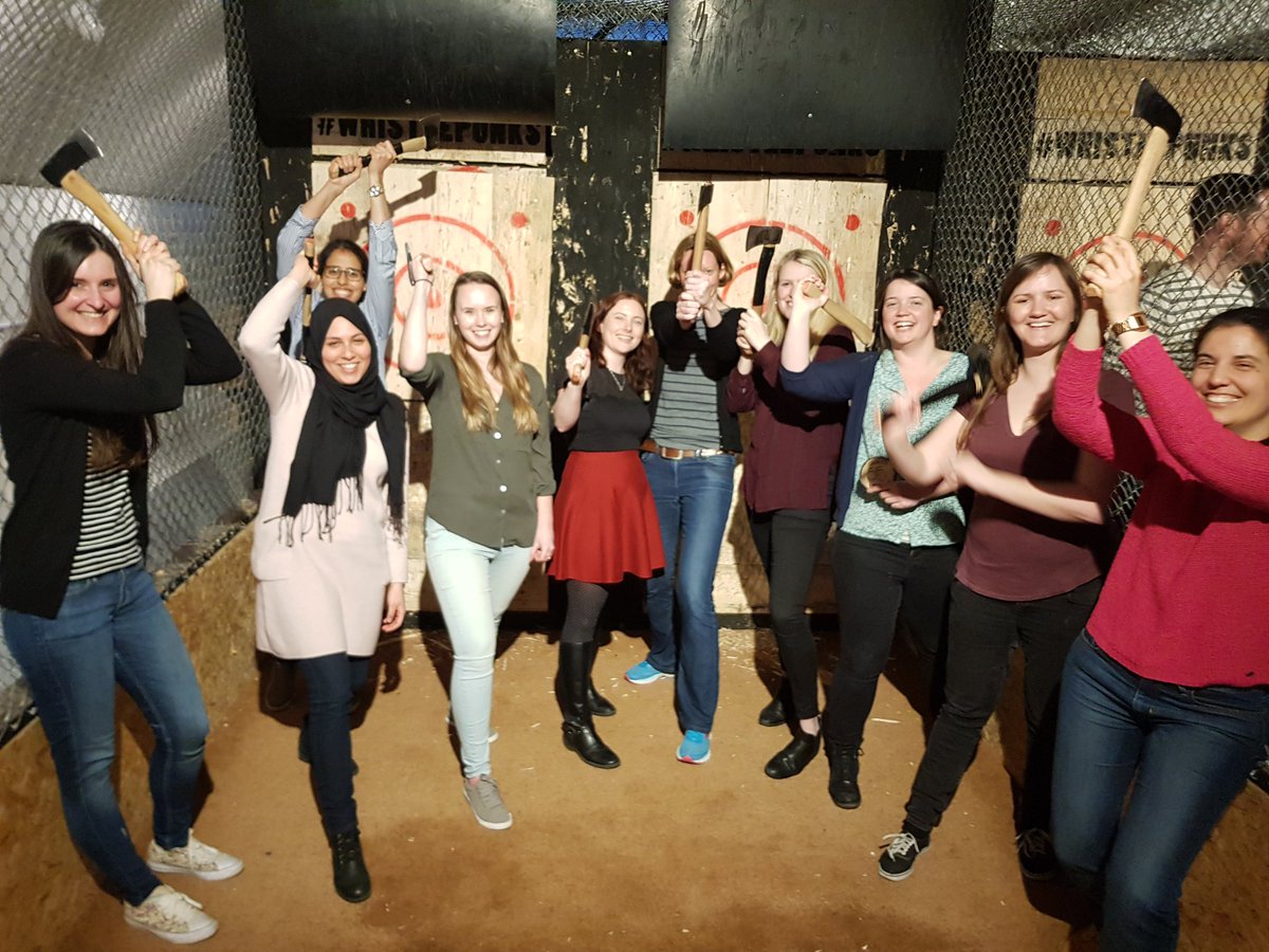 alicekaty_king's tweet photo. Had so much fun throwing axes for @ICR_London Chemistry Girls night!  Thanks for having us @WhistlePunksUK #WomenInScience https://t.co/YGmqoGVw2H