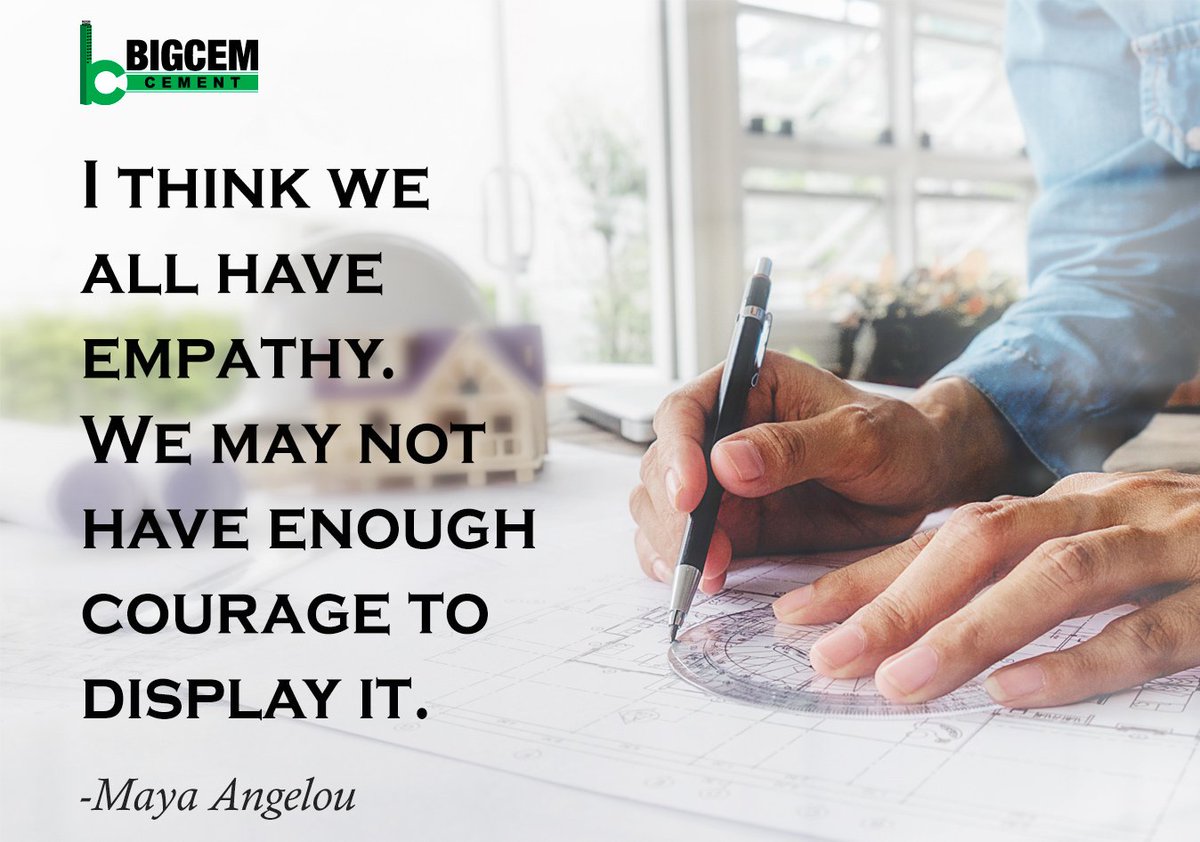 BigCementIndia's tweet photo. I think we all have empathy.we may not have enough courage to display it. - Maya Angelou
 @BigCementIndia #Cement #construction https://t.co/LPLqxJ40LR https://t.co/DgEWmj3BpG