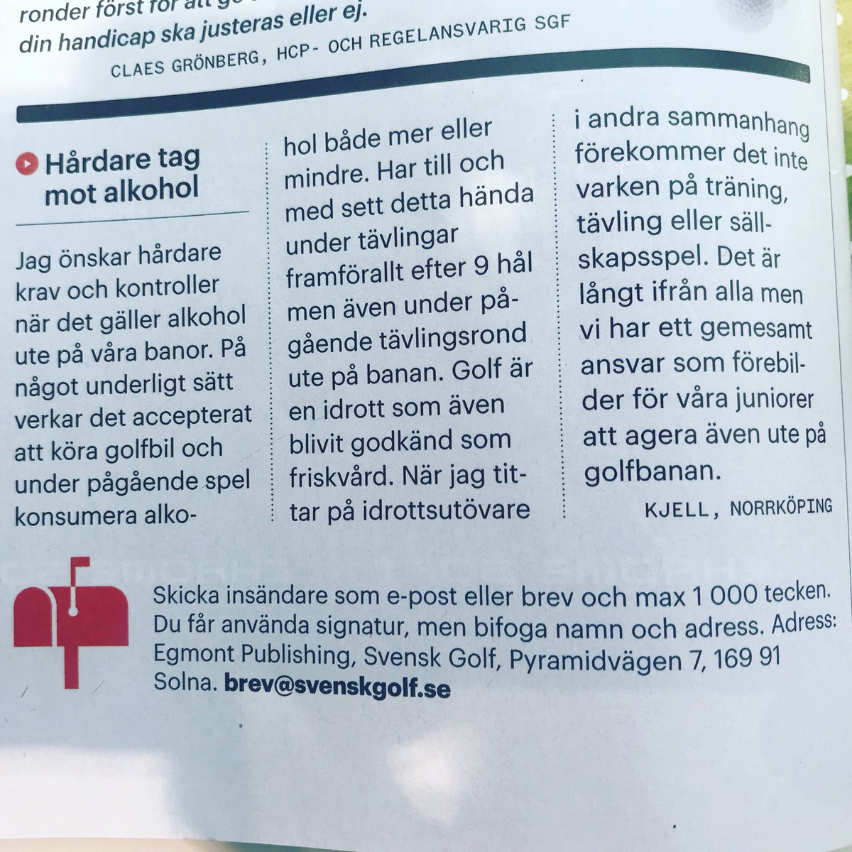 I en insändare till <a href="/golfredaktionen/">Svensk Golf</a> vill Kjell från Norrköping ha kontroller när det gäller alkohol på landets golfbanor. Kjell har en bra poäng och vi har lösningen. 

#publikalkomätare #Blowpoint #SvenskGolf #Golfbanor #dontdrinkanddrive