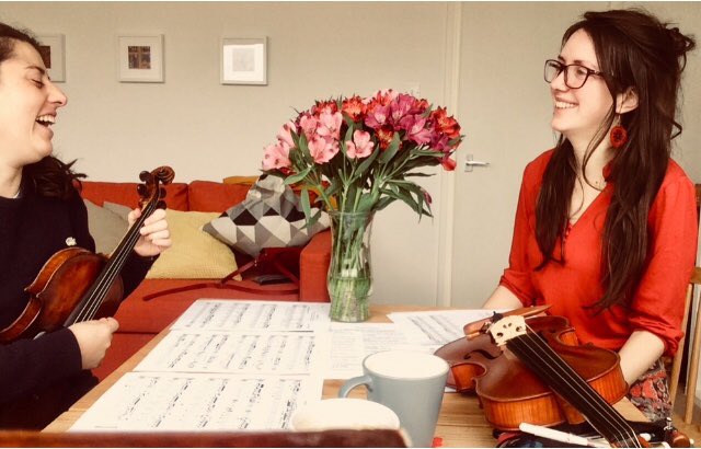 DuoFolclore's tweet photo. When your duo partner is one of your closest friends... here rehearsing a beautiful new duo for 2 #singing #violinists #violin #song by @StefConner for upcoming gigs 🔺13 May @newunity | 18 May @ClaphamConcerts🔻 https://t.co/GIQ6kQuWYz
