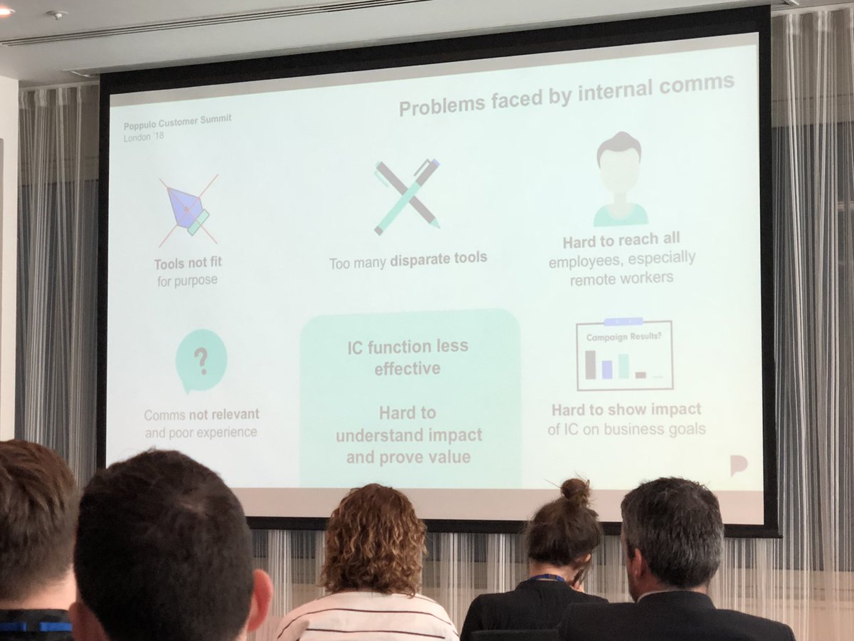 APlender_Comms's tweet photo. Problems identified by IC teams shared by @PoppuloSays is missing the big one for me: resource. However, the solution lies with products like Poppulo by demonstrating the value or opportunity cost of good comms to make the case for more resource. #PoppuloSummit https://t.co/XL0waVRryT