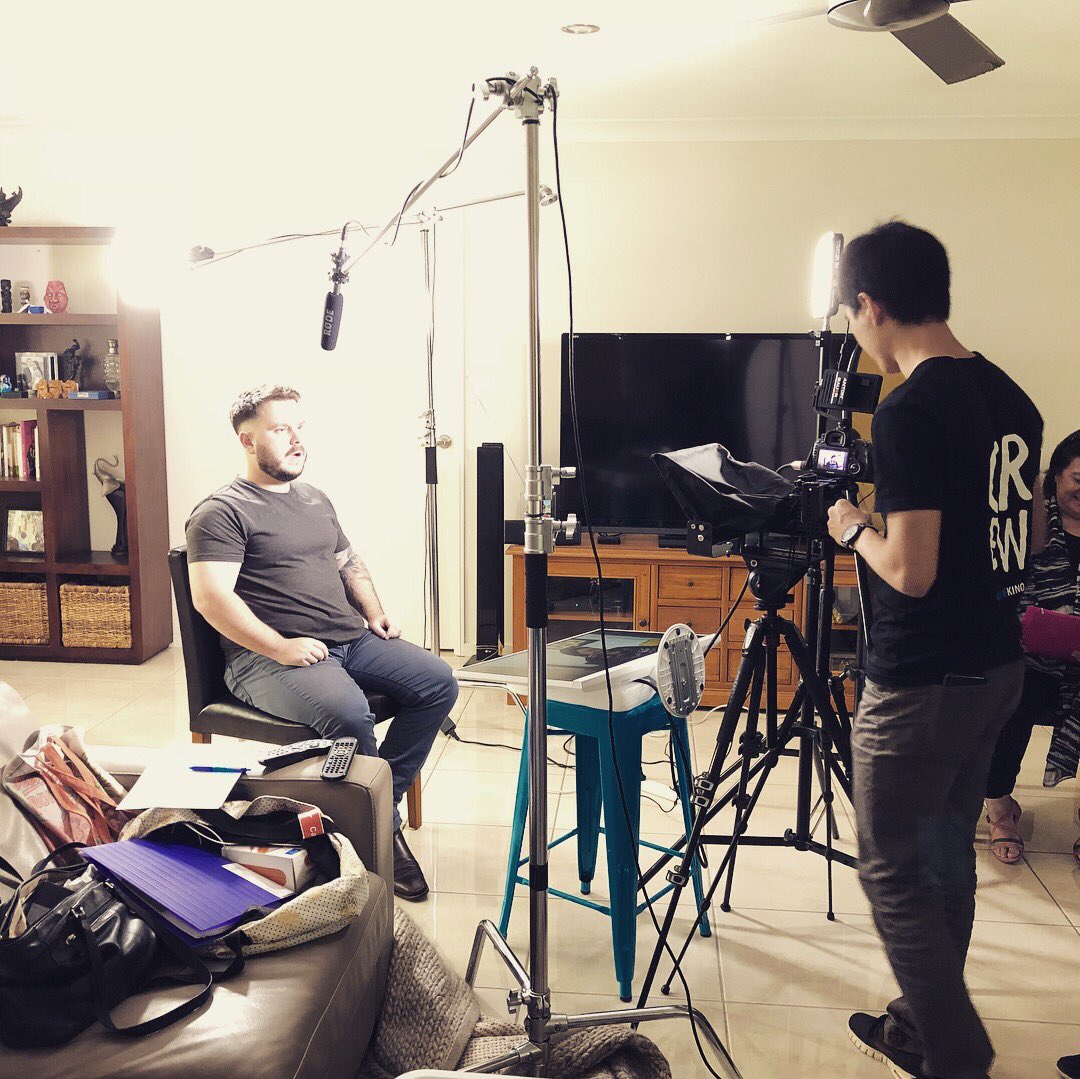 P_Thompson88's tweet photo. Jenna &amp; I doing filming for a documentary for #AlturaLearning. We are talking about #mentalillness  #suicideprevention &amp; the much needed family support @ruokday @KeynoteEntmnt @KookaburraKids @BraveryTrust @SuicidePrevAU @ausoftheyear @NQPHN @DarrenChesterMP @tsv_bulletin https://t.co/9m7dg8L5cv