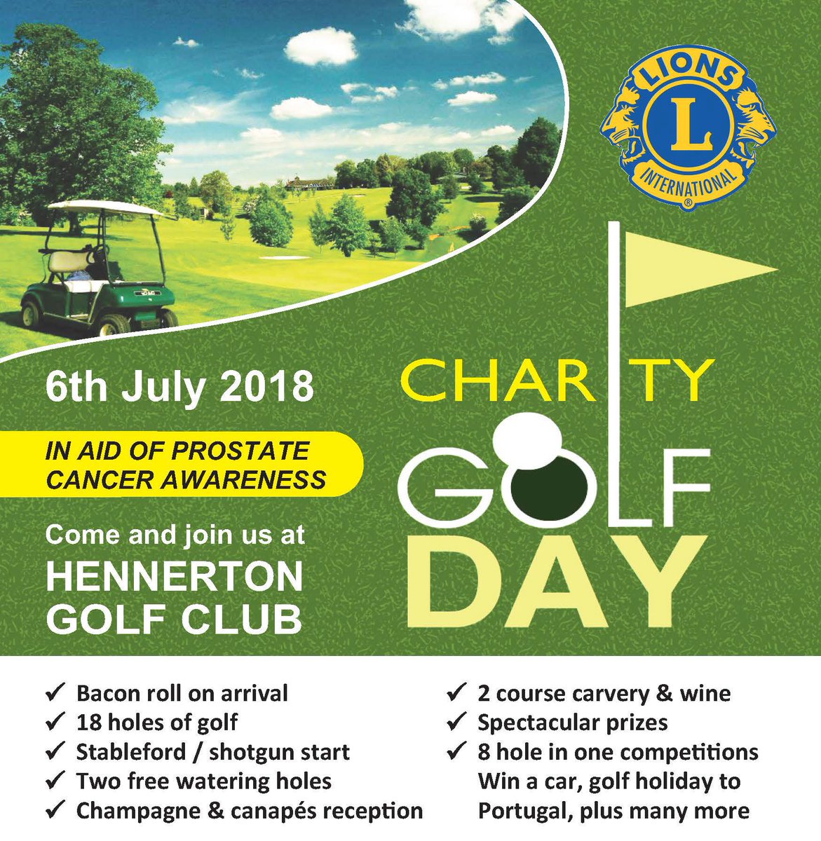 Players &amp; sponsors of #CharityGolfDay <a href="/HennertonGolf/">Hennerton Golf Club</a>-July 6 will greatly contribute to the prevention of death from #prostatecancer readinglions.org.uk/index/golfday.…