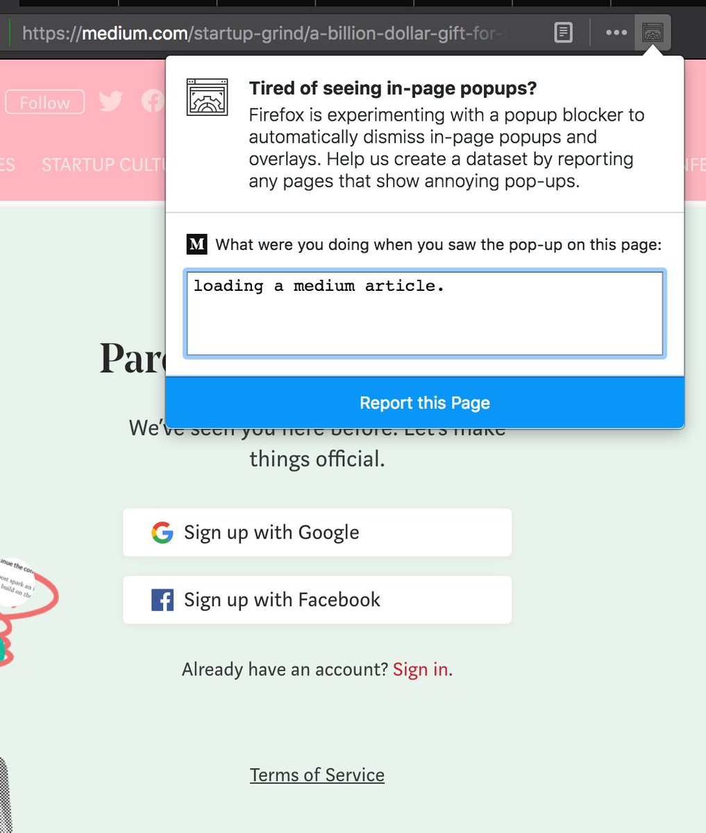 Yes, this is the right thing to do. Report Medium as badly behaving company to Mozilla.