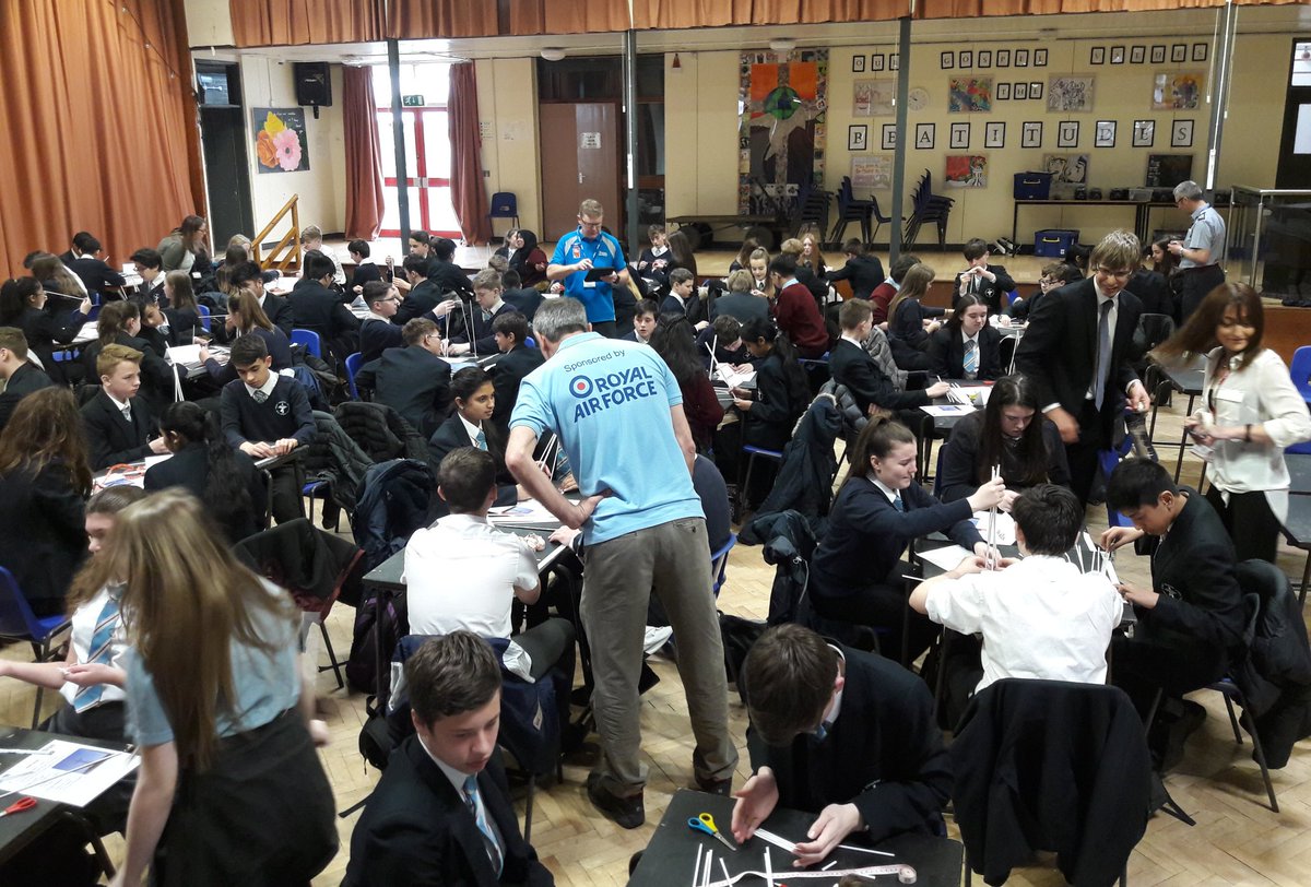 CallyAtkinson's tweet photo. The next #RAF100 day is well underway @Bishop_Vaughan in Swansea with Y9s constructing radar towers from straws! Excellent teamwork and energy @TheEDTUK @rafyouthengage #STEM #engineering #careers https://t.co/7HA9ErtLfa