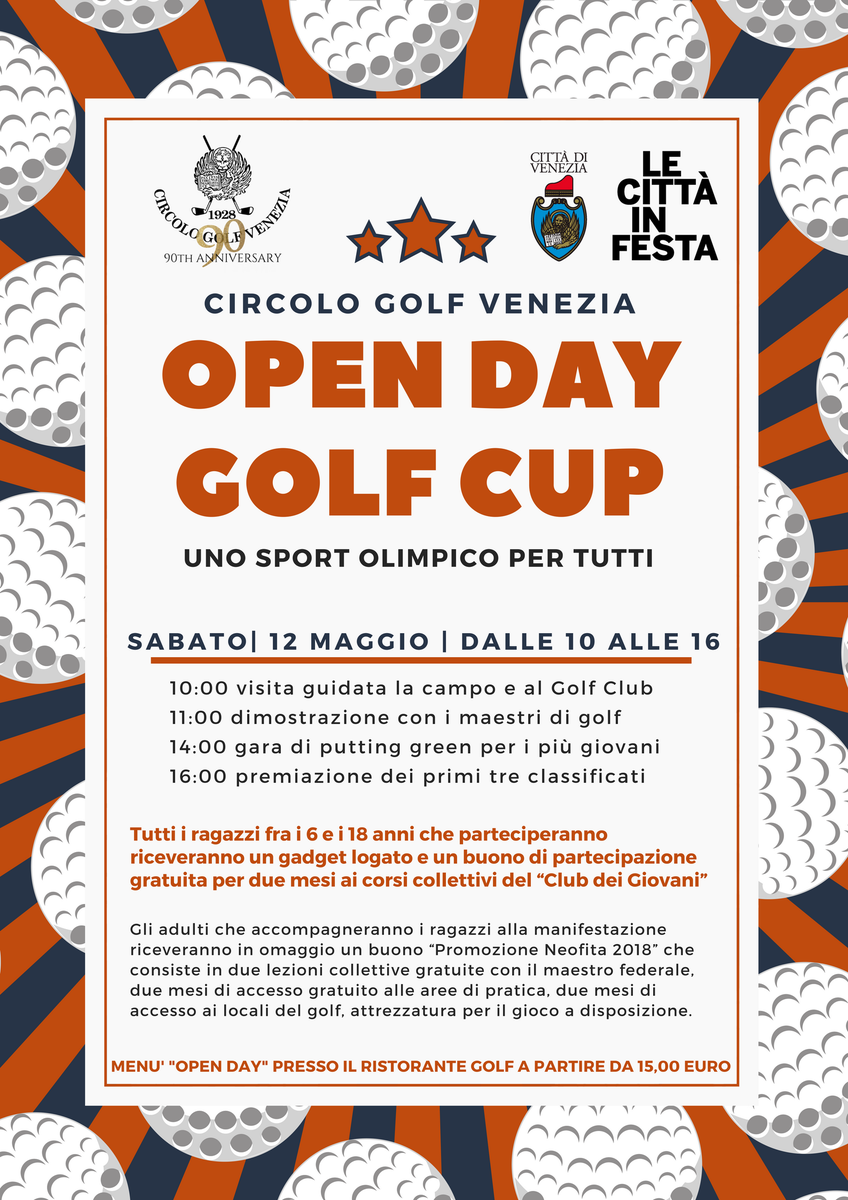 OPEN DAY GOLF CUP
SABATO 12 MAGGIO
Venite a scoprire il Golf... a Venezia!
<a href="/VeneziaeilLido/">VeneziaeilsuoLido</a>
#Golf #golfvenezia #Venice #venicegolf #openday