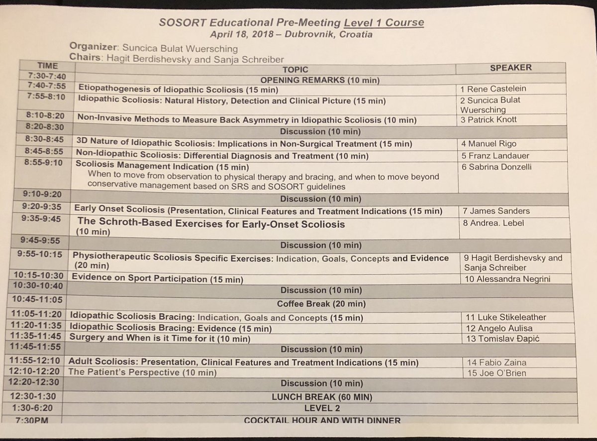 SOSORTintl's tweet photo. Amazing list of speakers at #sosort2018 #scoliosis non-operative treatment. https://t.co/ukmbTFvLtt
