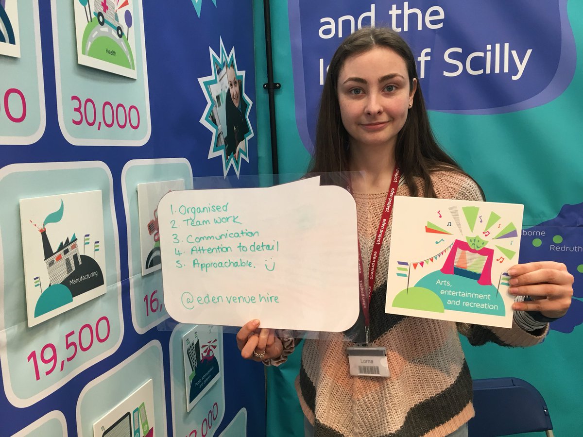 CareersHubCIoS's tweet photo. @edenproject Apprentice Lorna shows us what she thinks the most important skills are in her workplace #skilledCornwall #CBFair2018 #recreation https://t.co/gdBbNwKTT2