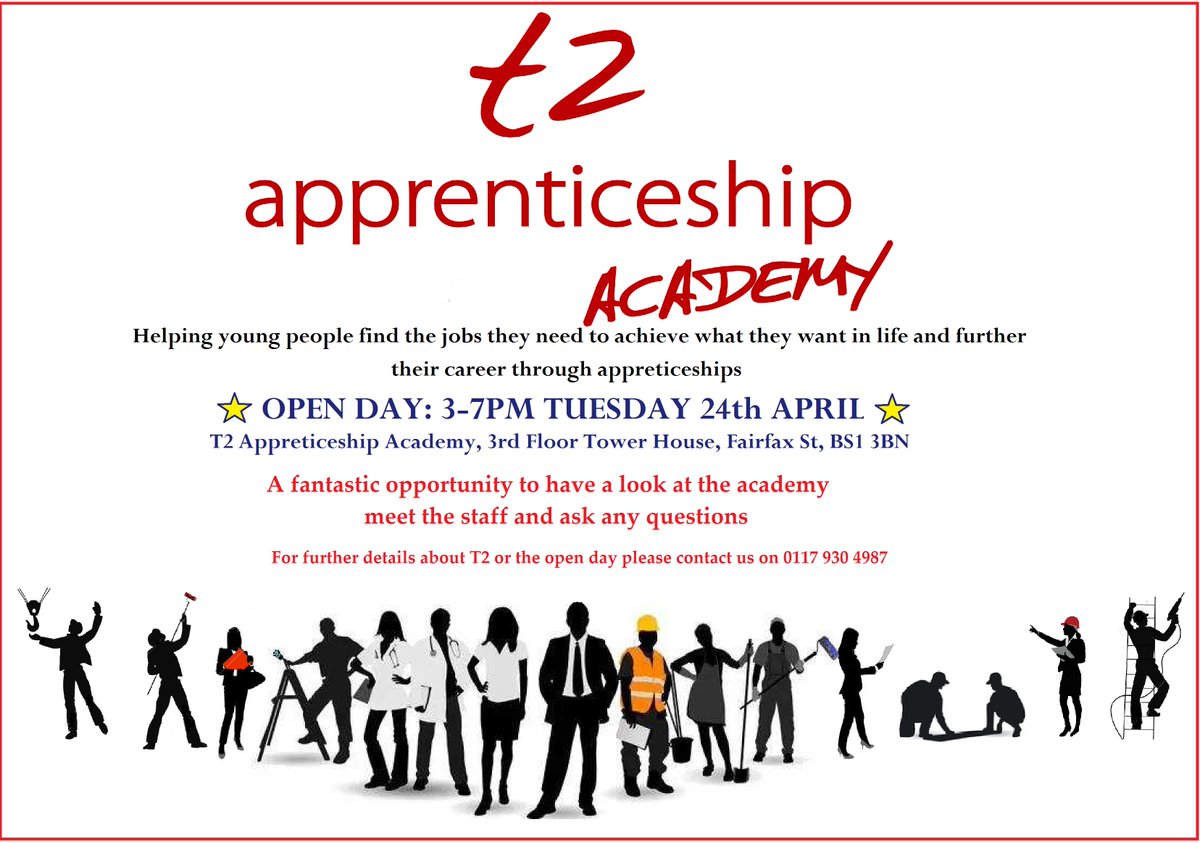 t2 Apprenticeship Academy are hosting an open evening on Tuesday 24th April 3pm - 7pm 
If you want to explore the apprenticeship route and need some support, t2 could be the lfor you. 
Year 11's, 12's and anyone not currently in education are welcome to pop in to meet us.