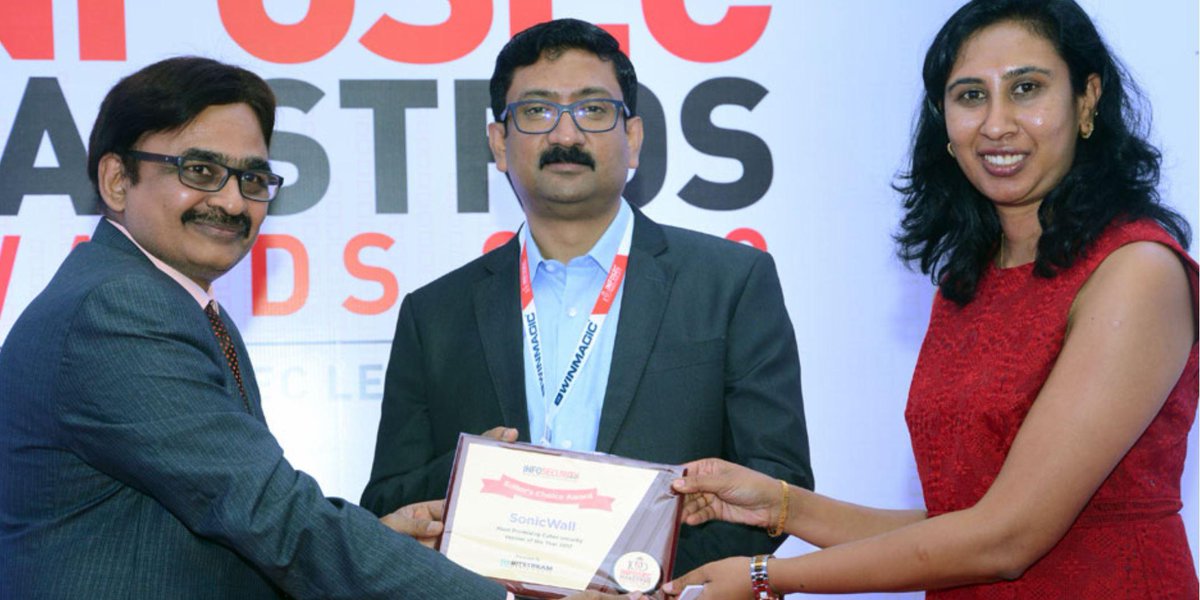 SonicWall's tweet photo. We are proud to announce that SonicWall India has been recognized as the "Most Promising Cyber Security Vendor 2017" by @infoseclive. The award was presented by Bitstream Media. https://t.co/VWqOjbm5tR https://t.co/Tkc4V755MJ