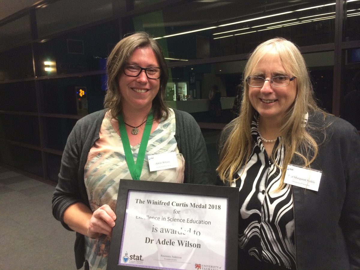 UTAS_'s tweet photo. Our own @AdeleInTas was recently presented with the Winifred Curtis Memorial Medal for Excellence in #Science Education by @STATasmania: https://t.co/oycAQ6rWp2 #scicomm #edchat https://t.co/64VKVWAMCw