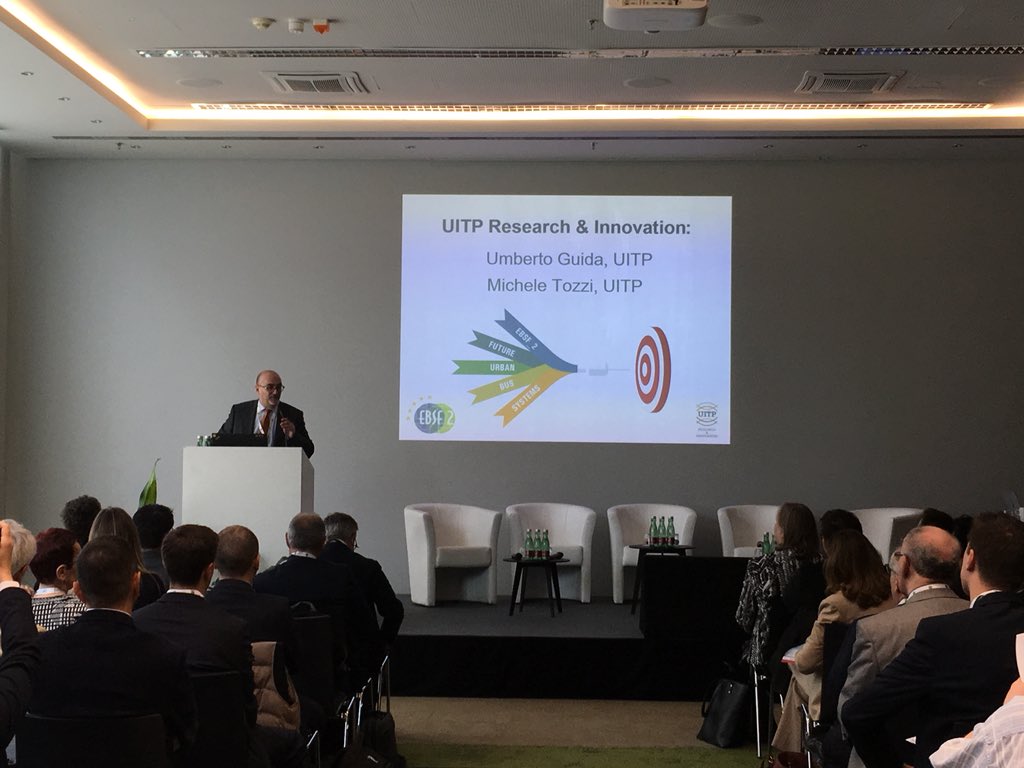 ebsf_2project's tweet photo. After the warm words of @PHandisyde from @EU_Commission and Georgios Charalampous @inea_eu the #EBSF_2 Final Conference continues with the presentation from @Umberto_UITP our R&I Director @UITPnews https://t.co/zpLt6p37YV