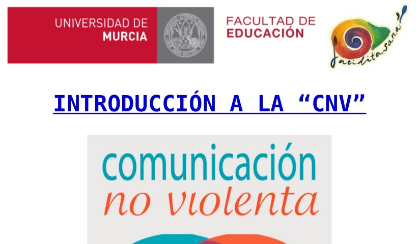 facilitasana's tweet photo. https://t.co/xsJjwrynbS
Nuevo taller en la UMU sobre Comunicación No Violenta. https://t.co/nM9Q2ScS2m
