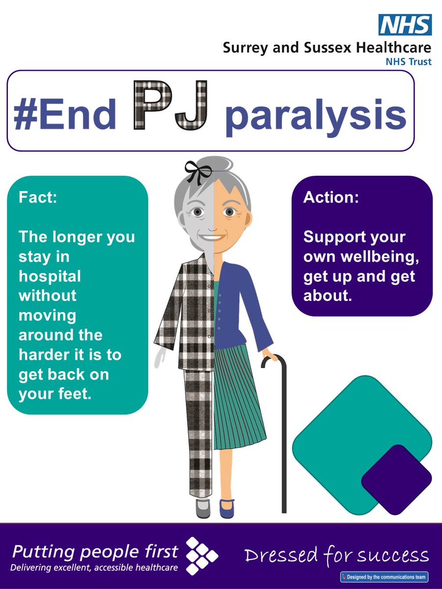 sashnhs's tweet photo. The longer you stay in hospital without moving around the harder it is to get back on your feet. Get up and get about to support your own wellbeing. 
#endPJparalysis https://t.co/nE8yYUmRjS