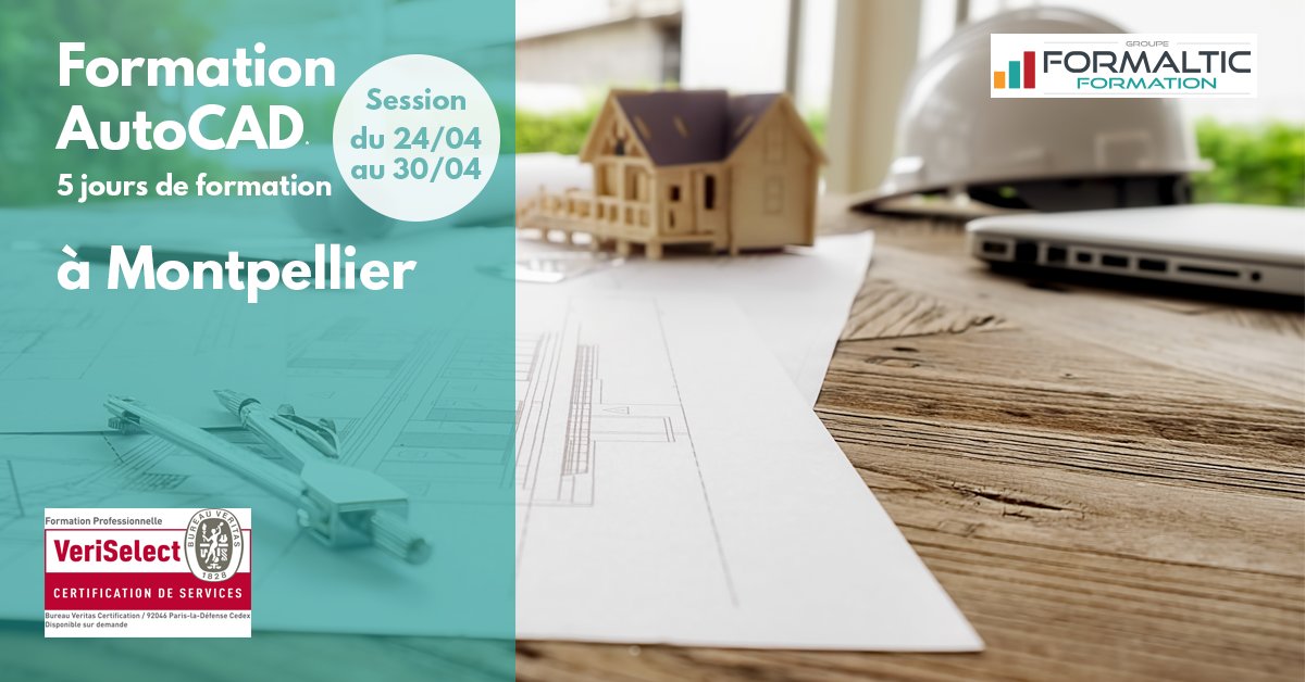 Formaltic's tweet photo. #Formation #AutoCAD du 24 au 30 Avril à #Montpellier - Offre spéciale ! Dernière place à saisir -50% sur vos 5 jours de formation #formationautocad 
Nous contacter : 04 42 50 60 28 // https://t.co/5E4HSHF15g https://t.co/100rLvKdf8