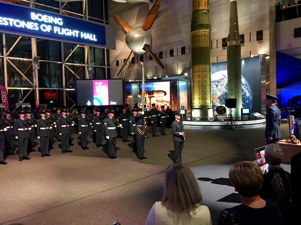 617 Sqn <a href="/RoyalAirForce/">Royal Air Force</a>   standing back up with #F35 as part of #RAF100 Reception at National Air &amp; Space Museum in Washington.  What a year to serve: the Dambusters are back - ‘Apres Moi Le Deluge’